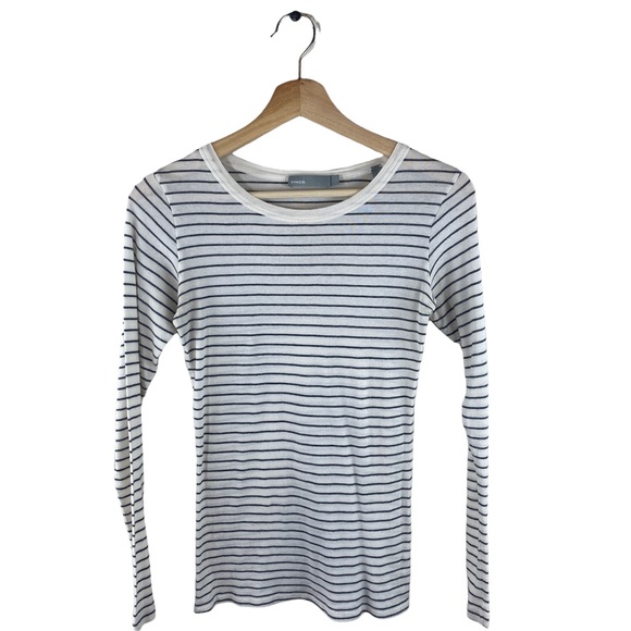 Vince Long Sleeve Chalk Stripe Crewneck Tee